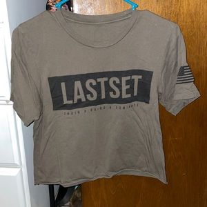 Army Green Cropped Gym Shirt